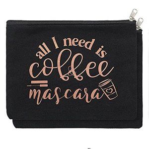 NWOT Women’s Accessory CosmeticBag With Fun Saying-All I Need Is Coffee Mascara